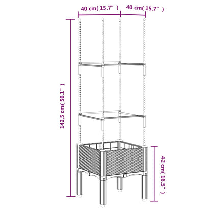 Garden Planter with Trellis Blue Grey 40x40x142.5 cm PP