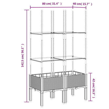 Garden Planter with Trellis Blue Grey 80x40x142.5 cm PP