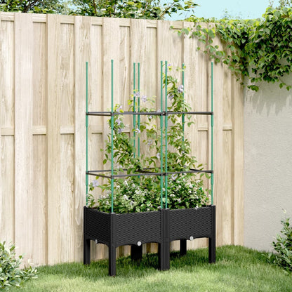 Garden Planter with Trellis Black 80x40x142.5 cm PP