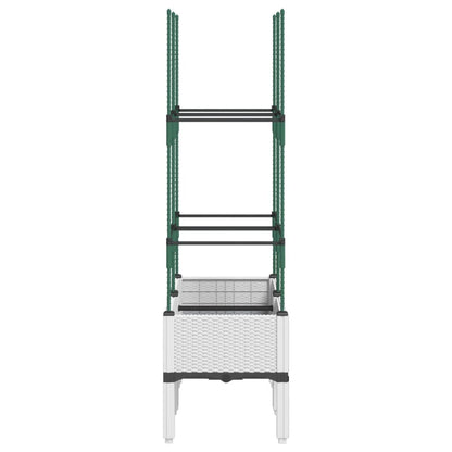 Garden Planter with Trellis White 80x40x142.5 cm PP