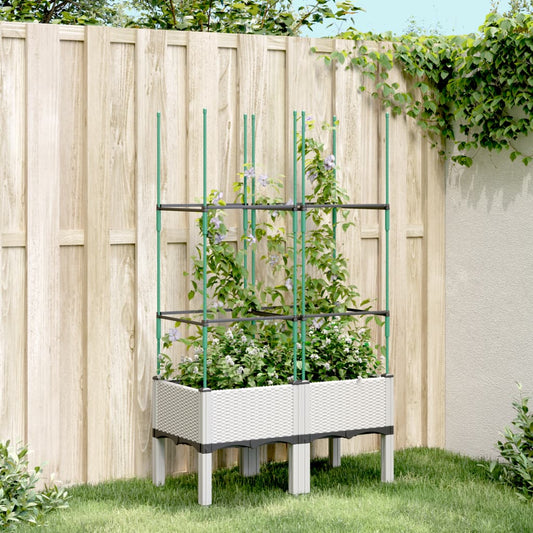 Garden Planter with Trellis White 80x40x142.5 cm PP