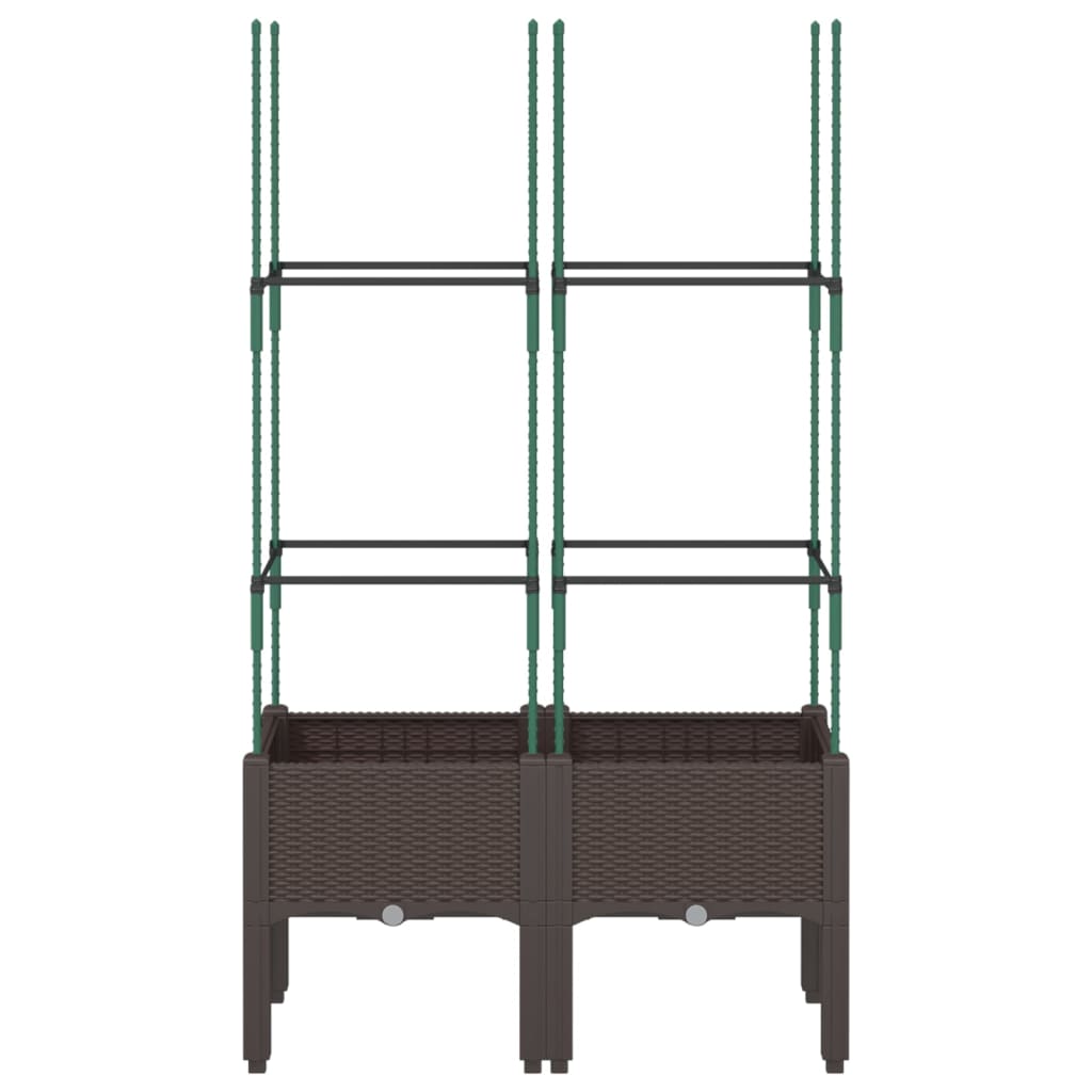 Garden Planter with Trellis Brown 80x40x142.5 cm PP