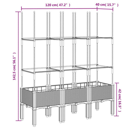 Garden Planter with Trellis Blue Grey 120x40x142.5 cm PP