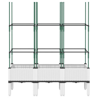 Garden Planter with Trellis White 120x40x142.5 cm PP