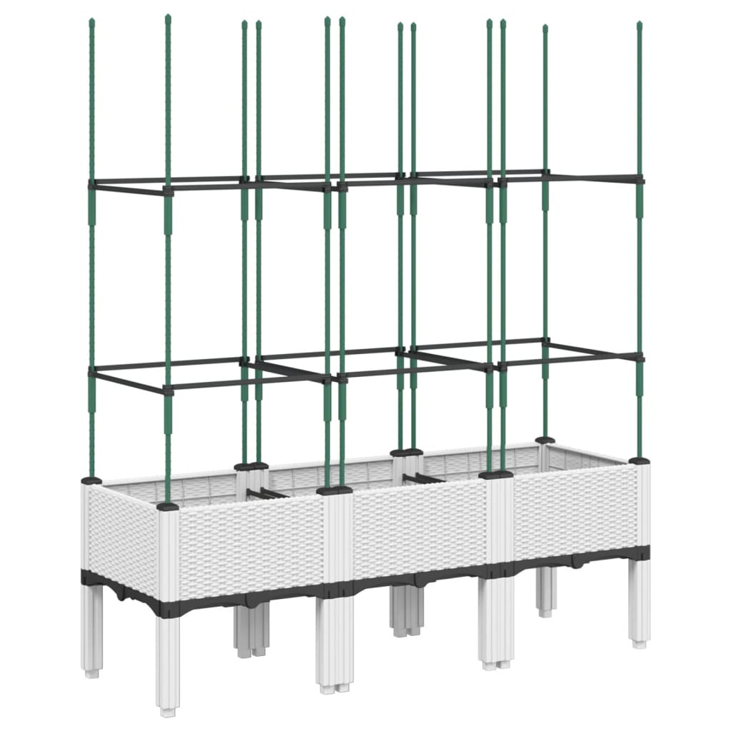 Garden Planter with Trellis White 120x40x142.5 cm PP