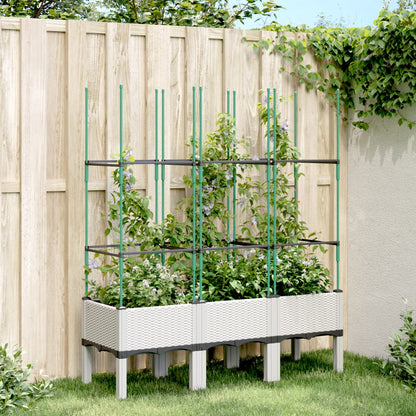 Garden Planter with Trellis White 120x40x142.5 cm PP