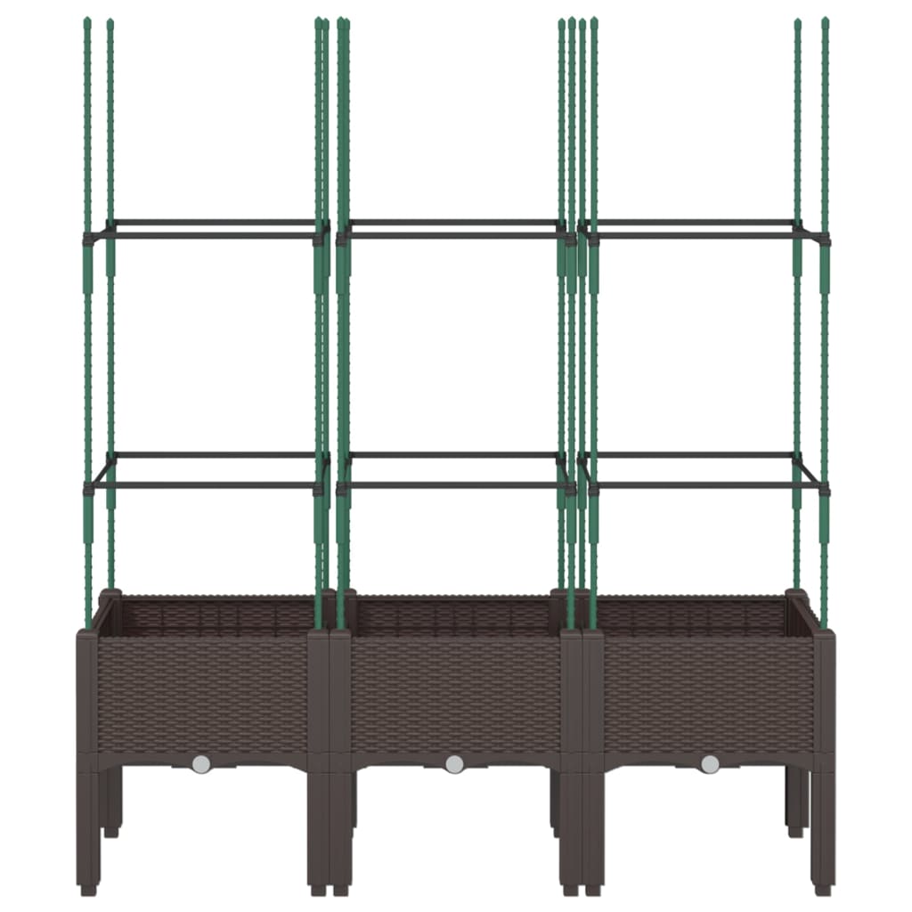 Garden Planter with Trellis Brown 120x40x142.5 cm PP