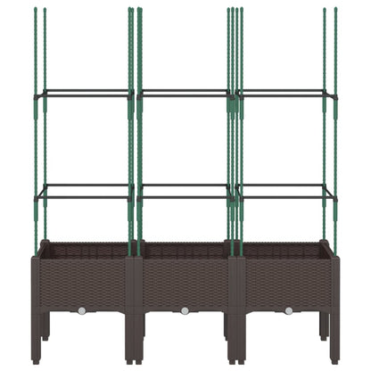 Garden Planter with Trellis Brown 120x40x142.5 cm PP