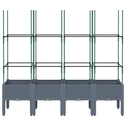 Garden Planter with Trellis Blue Grey 160x40x142.5 cm PP