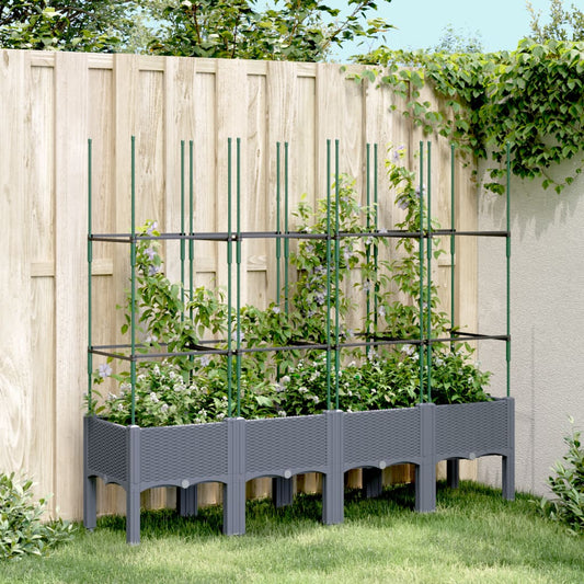 Garden Planter with Trellis Blue Grey 160x40x142.5 cm PP