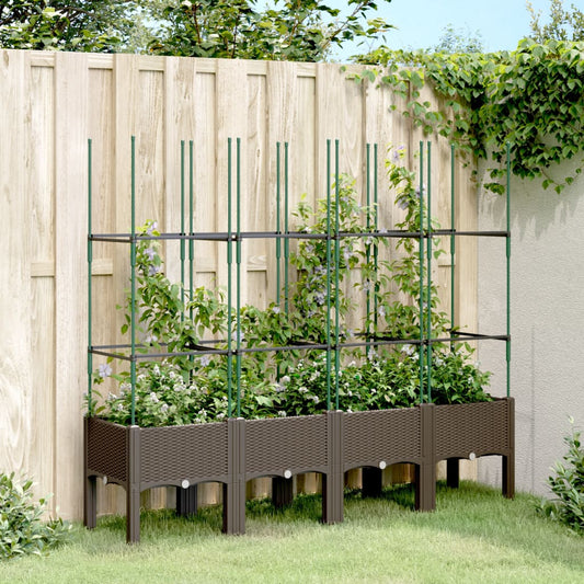 Garden Planter with Trellis Brown 160x40x142.5 cm PP