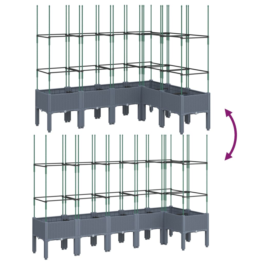 Garden Planter with Trellis Blue Grey 160x120x142.5 cm PP