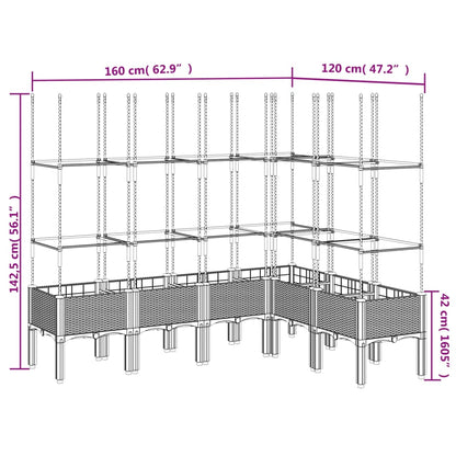 Garden Planter with Trellis Blue Grey 160x120x142.5 cm PP