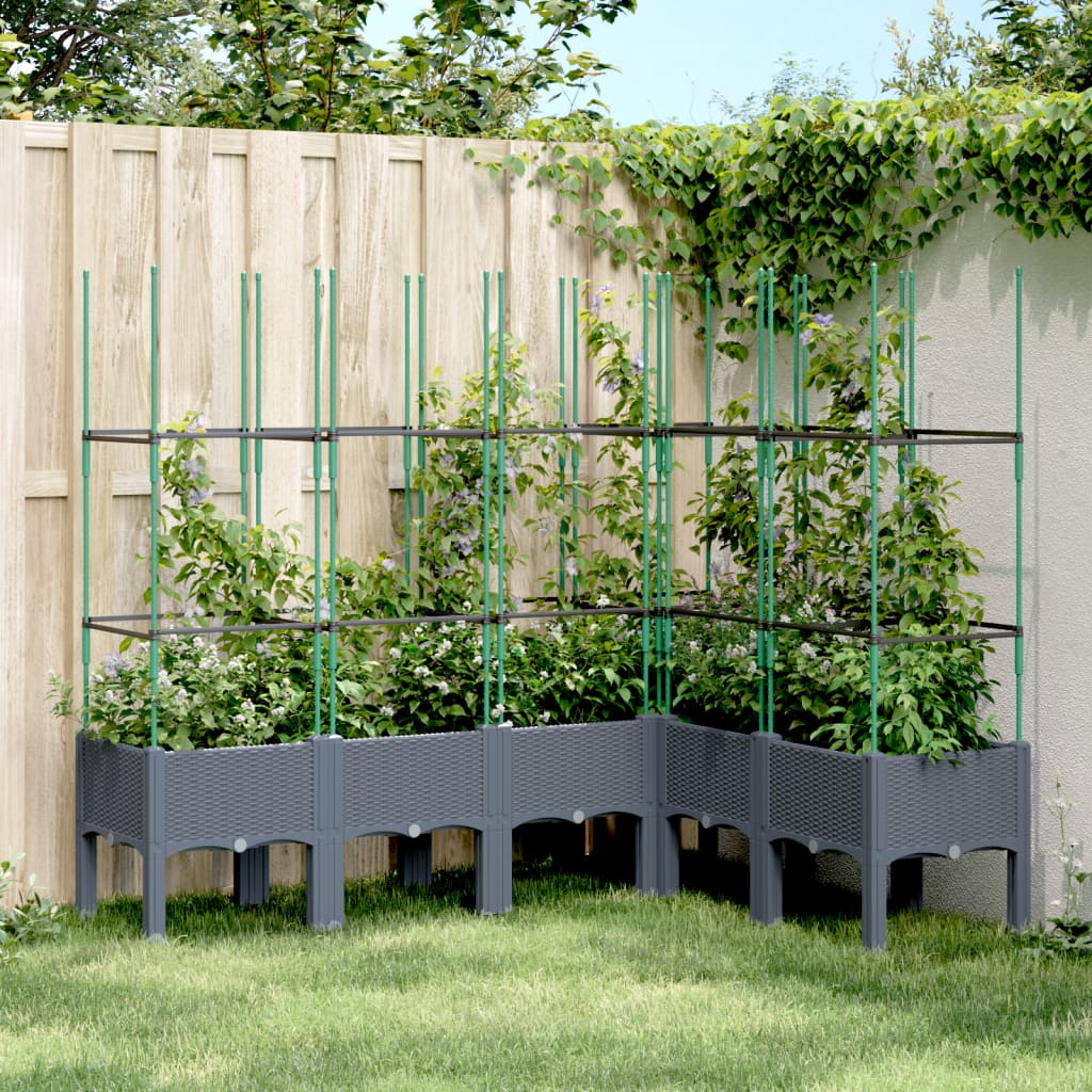 Garden Planter with Trellis Blue Grey 160x120x142.5 cm PP