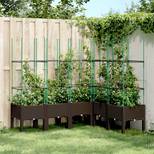 Garden Planter with Trellis Brown 160x120x142.5 cm PP