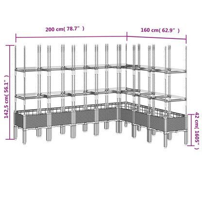 Garden Planter with Trellis Blue Grey 200x160x142.5 cm PP