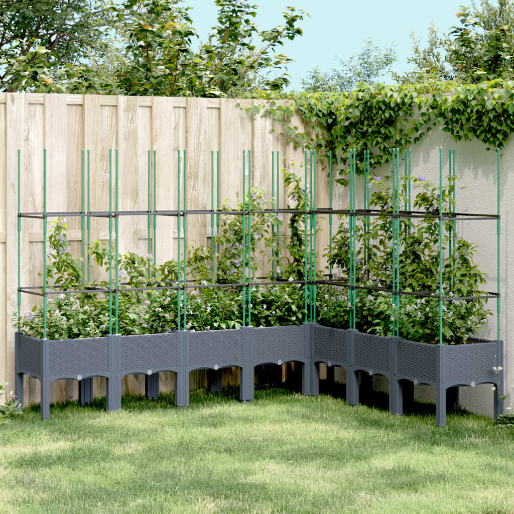 Garden Planter with Trellis Blue Grey 200x160x142.5 cm PP