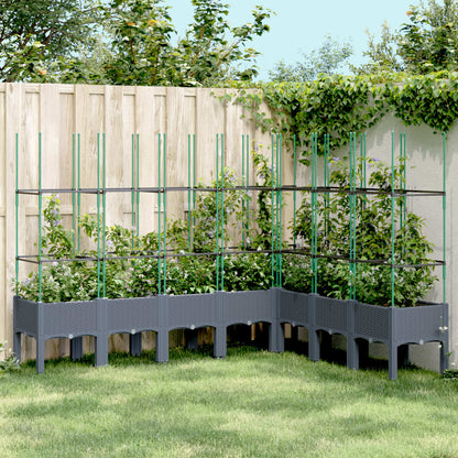 Garden Planter with Trellis Blue Grey 200x160x142.5 cm PP