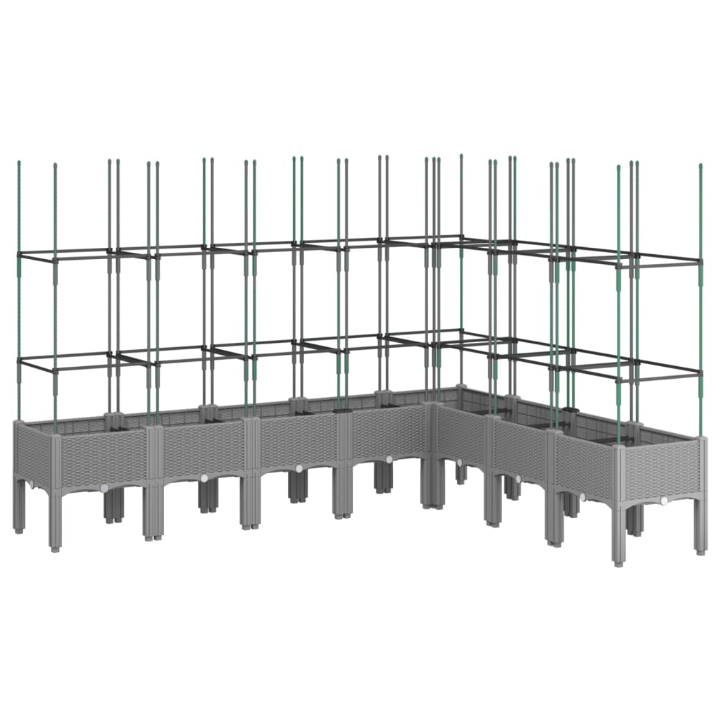 Garden Planter with Trellis Light Grey 200x160x142.5 cm PP