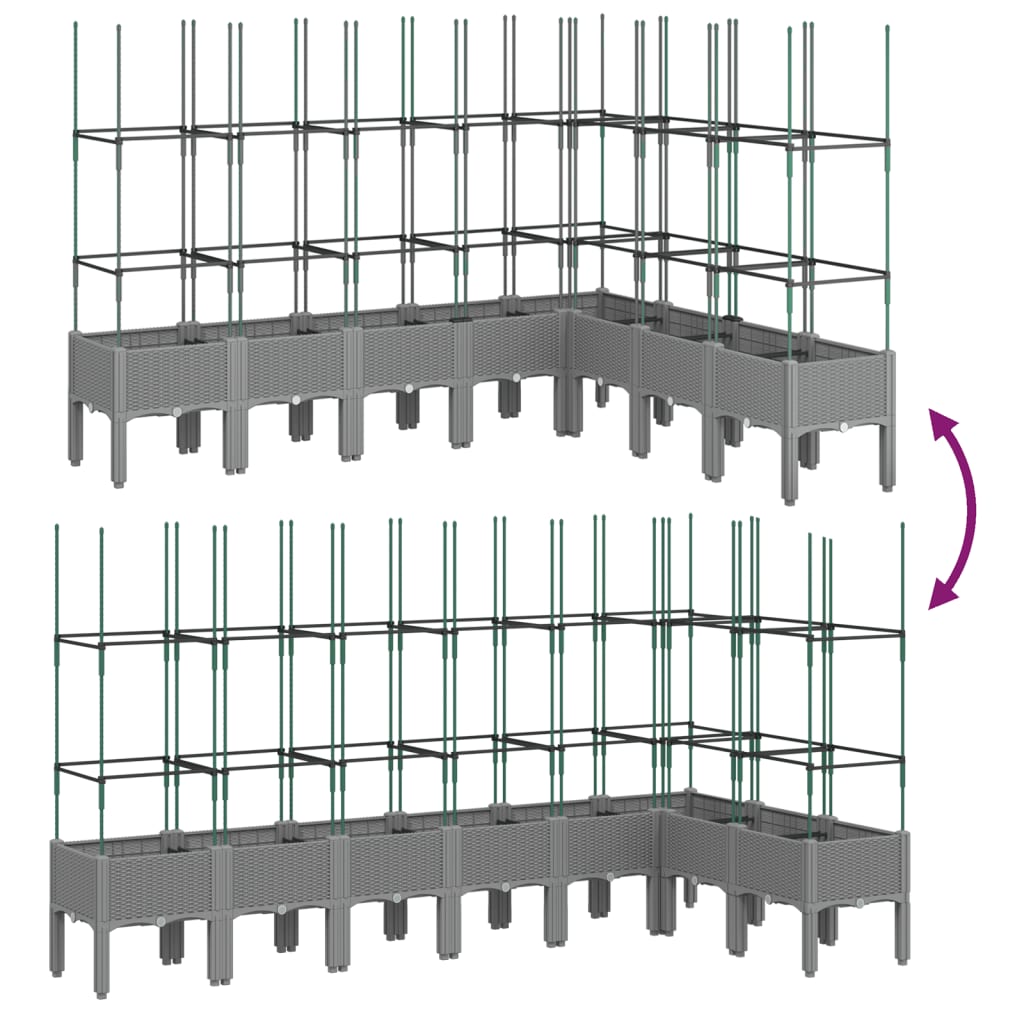 Garden Planter with Trellis Light Grey 200x160x142.5 cm PP