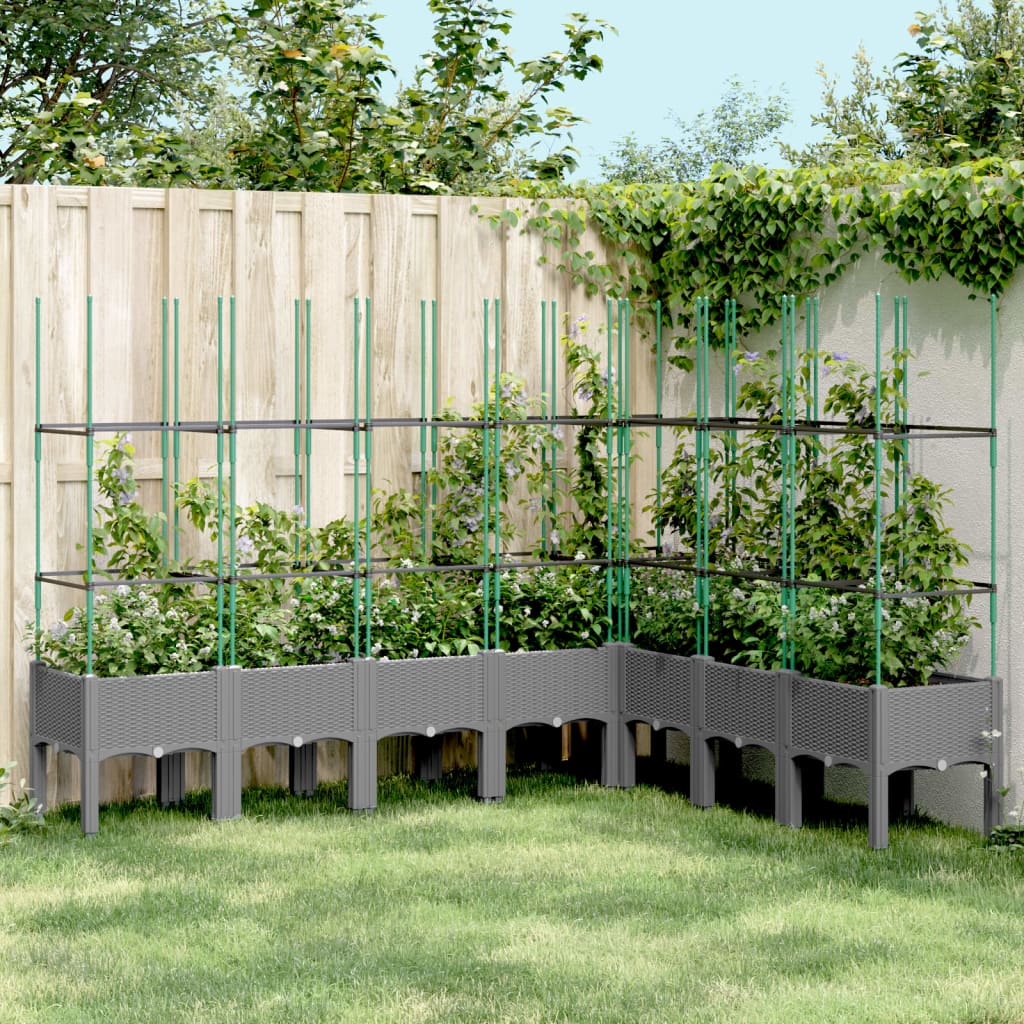 Garden Planter with Trellis Light Grey 200x160x142.5 cm PP