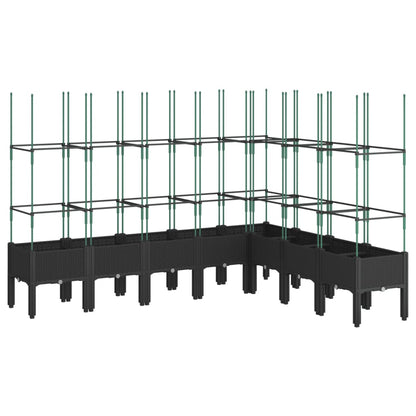 Garden Planter with Trellis Black 200x160x142.5 cm PP