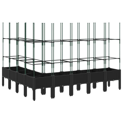 Garden Planter with Trellis Black 200x160x142.5 cm PP