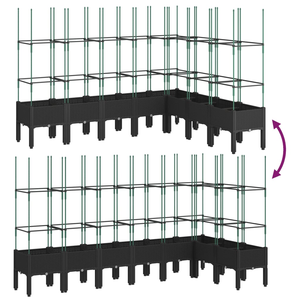 Garden Planter with Trellis Black 200x160x142.5 cm PP