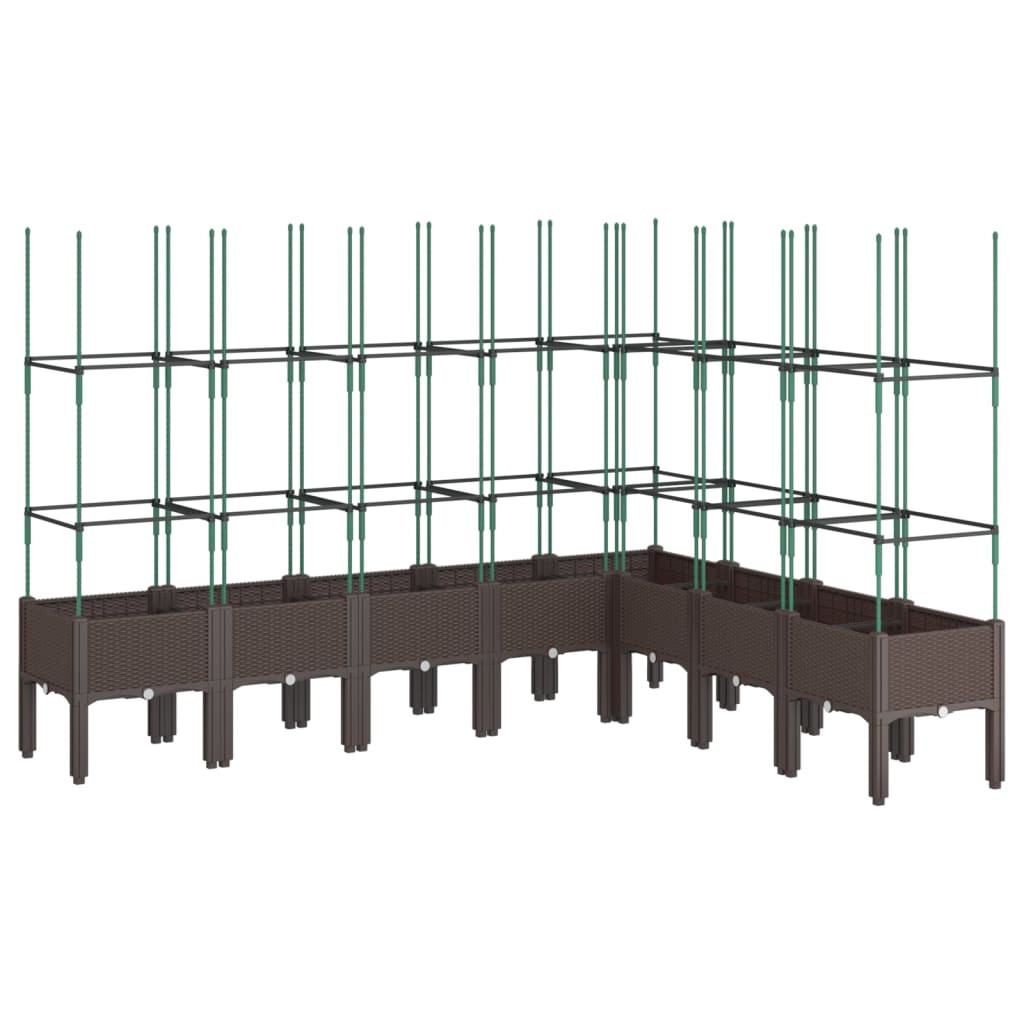 Garden Planter with Trellis Brown 200x160x142.5 cm PP