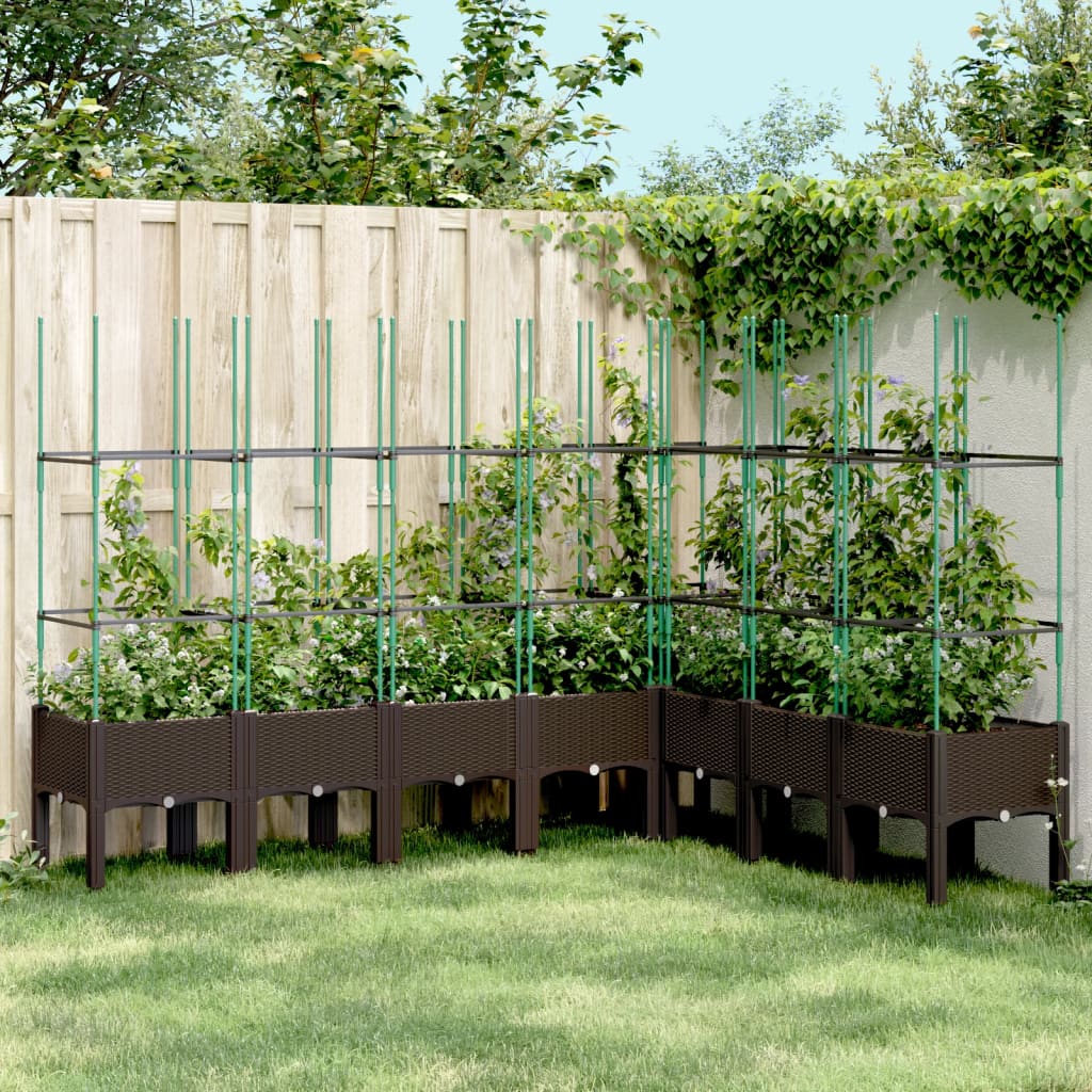 Garden Planter with Trellis Brown 200x160x142.5 cm PP