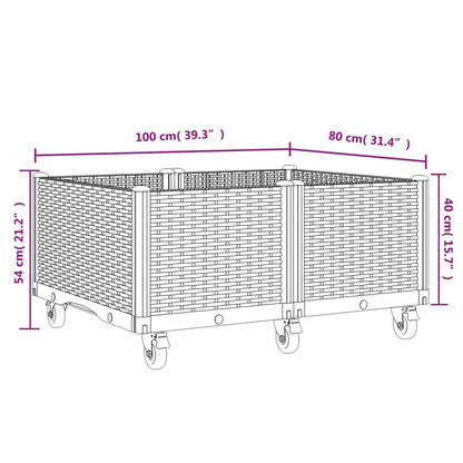 Garden Planter with Wheels Blue Grey 100x80x54 cm PP