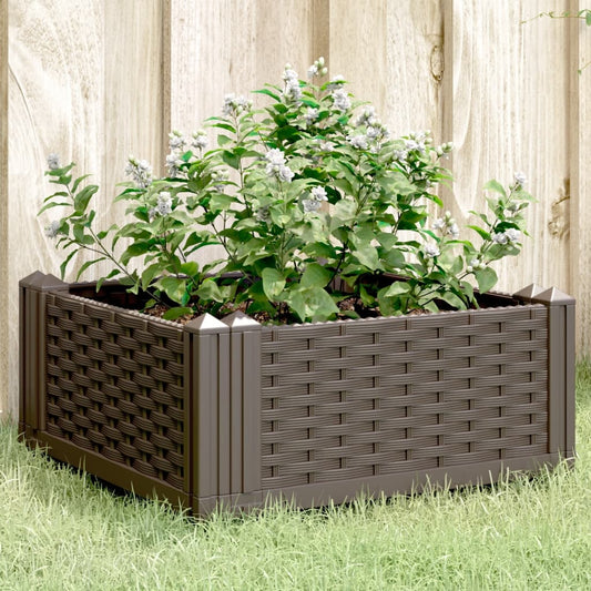 Garden Planter with Pegs Brown 42.5x42.5x28.5 cm PP