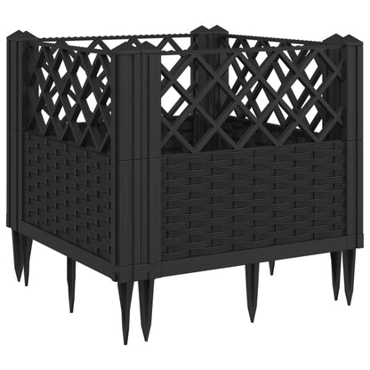 Garden Planter with Pegs Black 43.5x43.5x43.5 cm PP