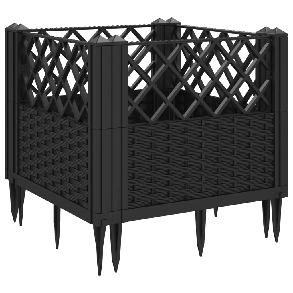 Garden Planter with Pegs Black 43.5x43.5x43.5 cm PP