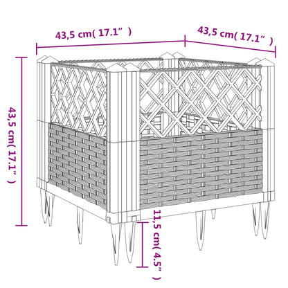 Garden Planter with Pegs Black 43.5x43.5x43.5 cm PP