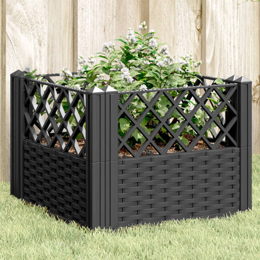 Garden Planter with Pegs Black 43.5x43.5x43.5 cm PP