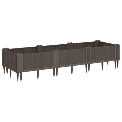 Garden Planter with Pegs Brown 125x40x28.5 cm PP