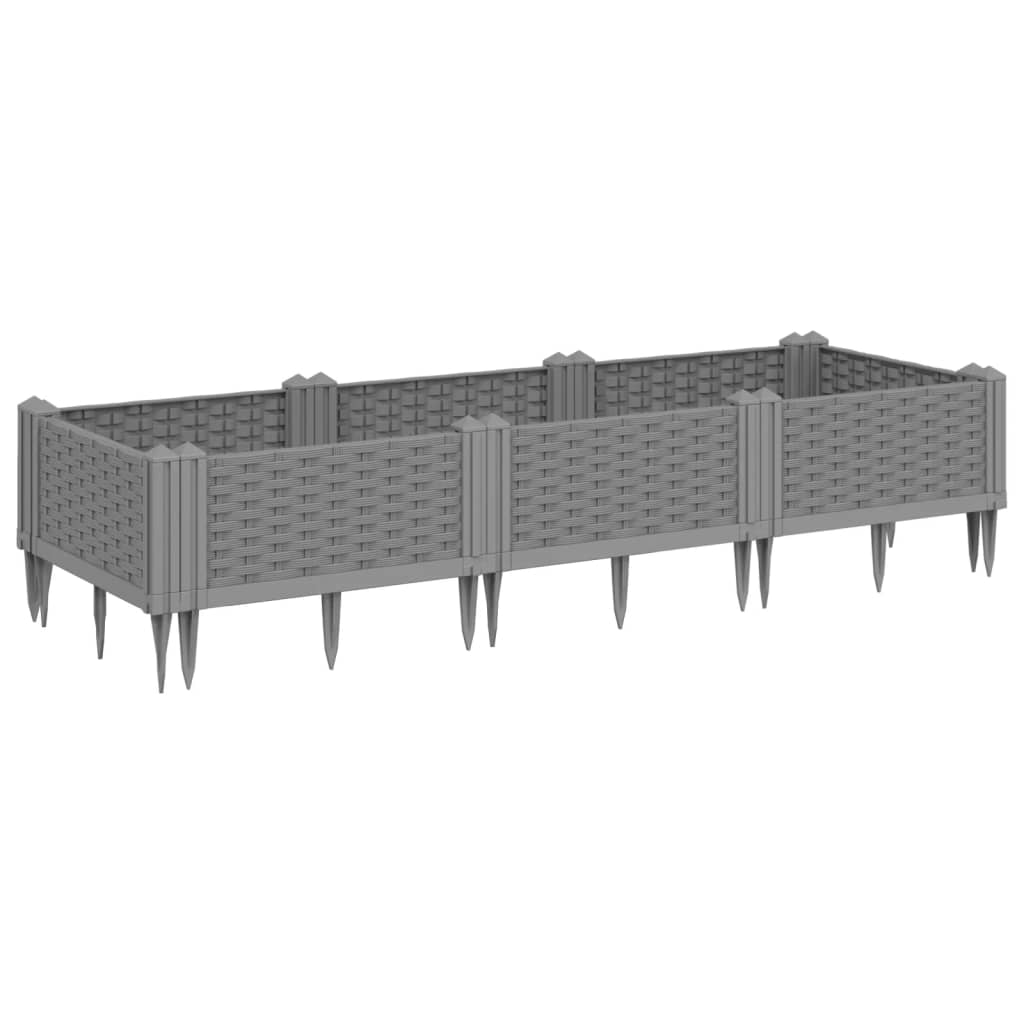 Garden Planter with Pegs Light Grey 125x40x28.5 cm PP