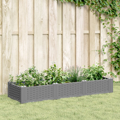 Garden Planter with Pegs Light Grey 125x40x28.5 cm PP