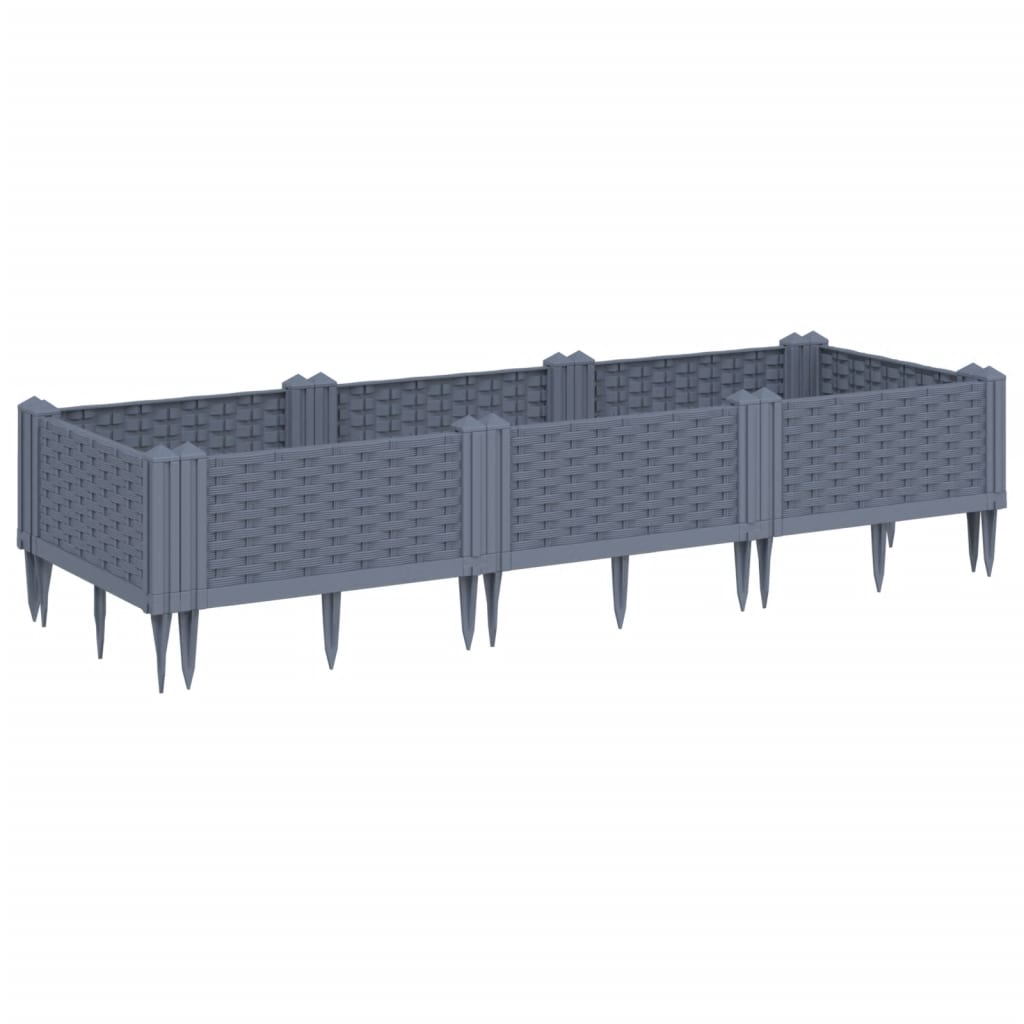 Garden Planter with Pegs Blue Grey 125x40x28.5 cm PP