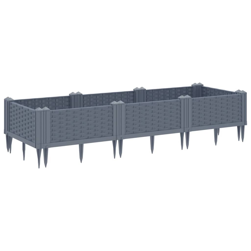 Garden Planter with Pegs Blue Grey 125x40x28.5 cm PP