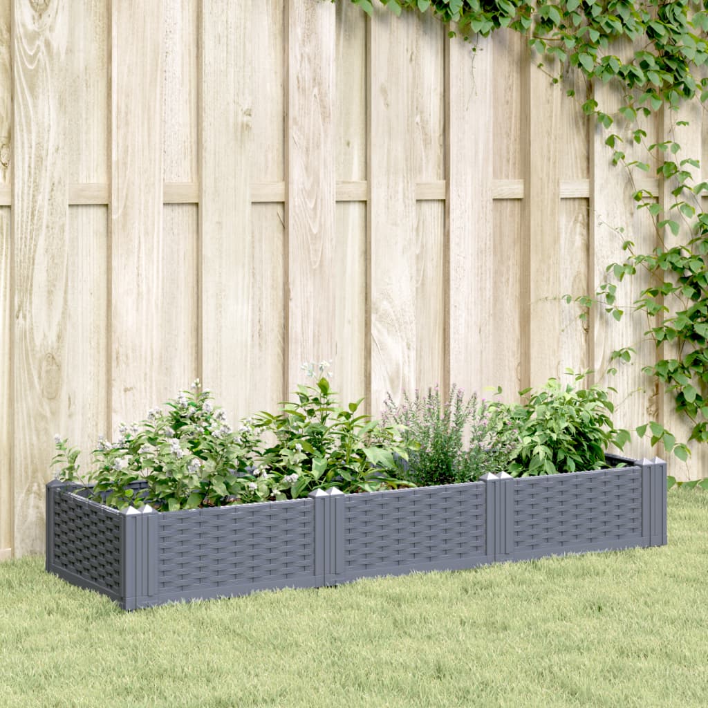 Garden Planter with Pegs Blue Grey 125x40x28.5 cm PP