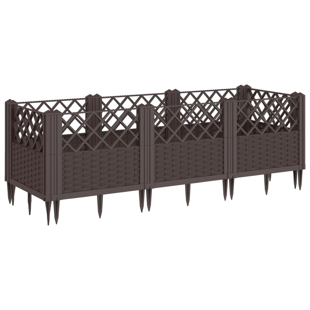 Garden Planter with Pegs Brown 123.5x43.5x43.5 cm PP