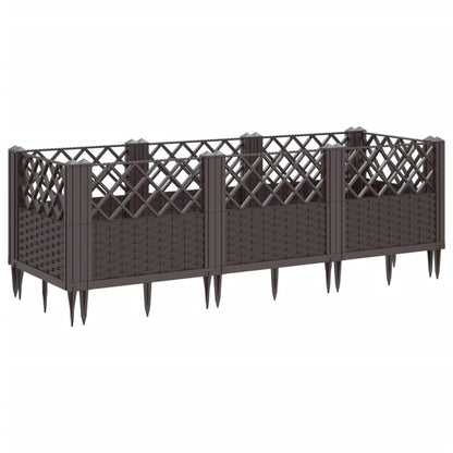 Garden Planter with Pegs Brown 123.5x43.5x43.5 cm PP