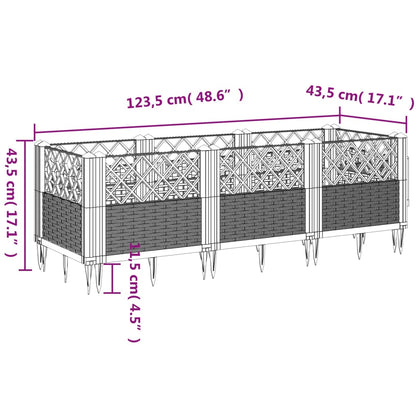 Garden Planter with Pegs Brown 123.5x43.5x43.5 cm PP