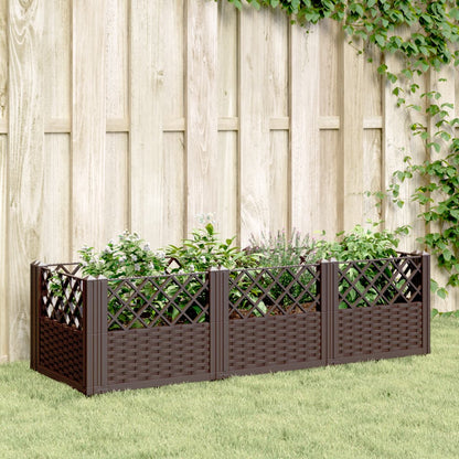 Garden Planter with Pegs Brown 123.5x43.5x43.5 cm PP