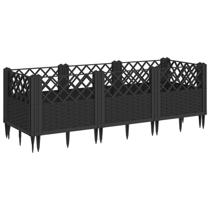 Garden Planter with Pegs Black 123.5x43.5x43.5 cm PP