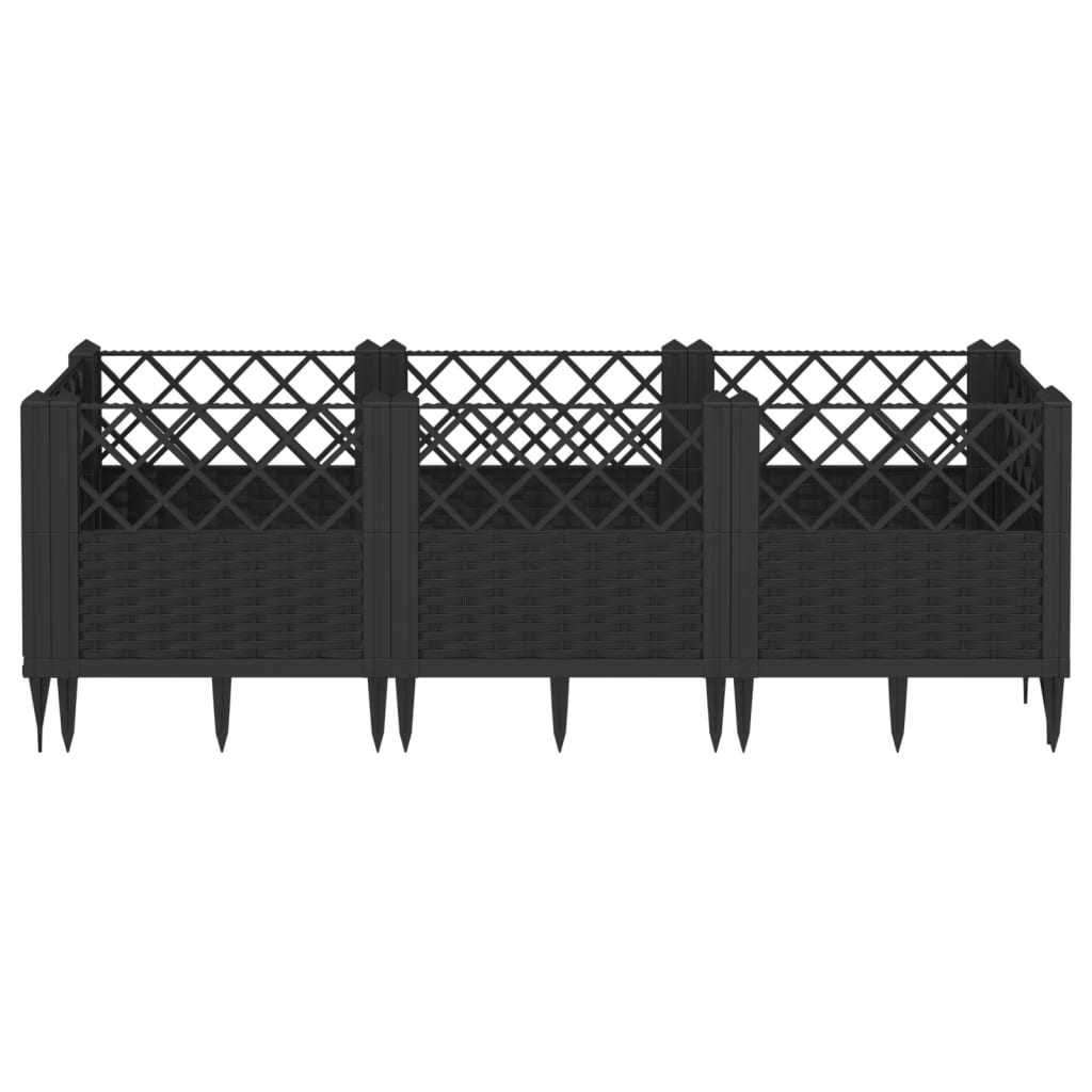 Garden Planter with Pegs Black 123.5x43.5x43.5 cm PP