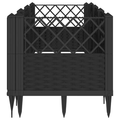 Garden Planter with Pegs Black 123.5x43.5x43.5 cm PP