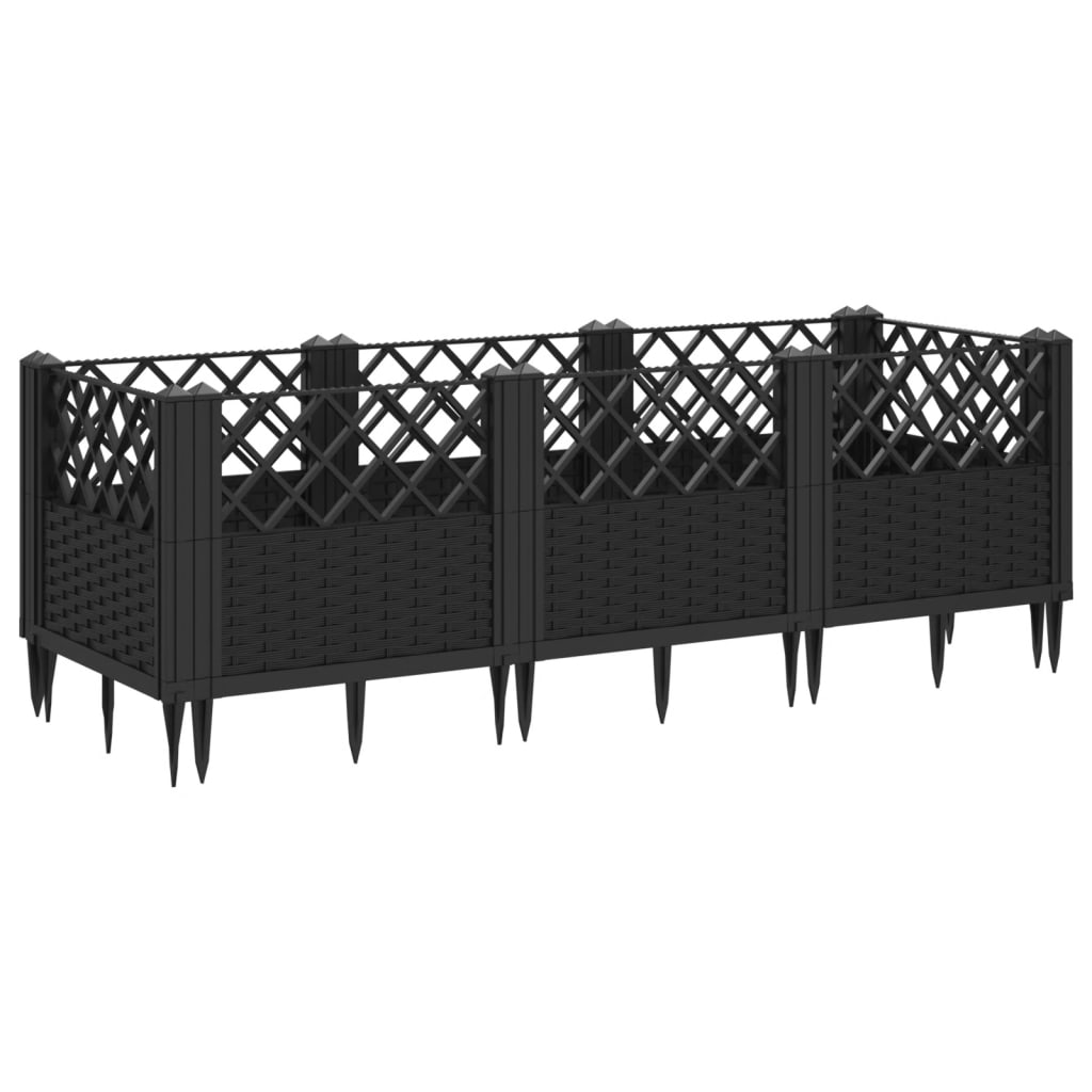 Garden Planter with Pegs Black 123.5x43.5x43.5 cm PP